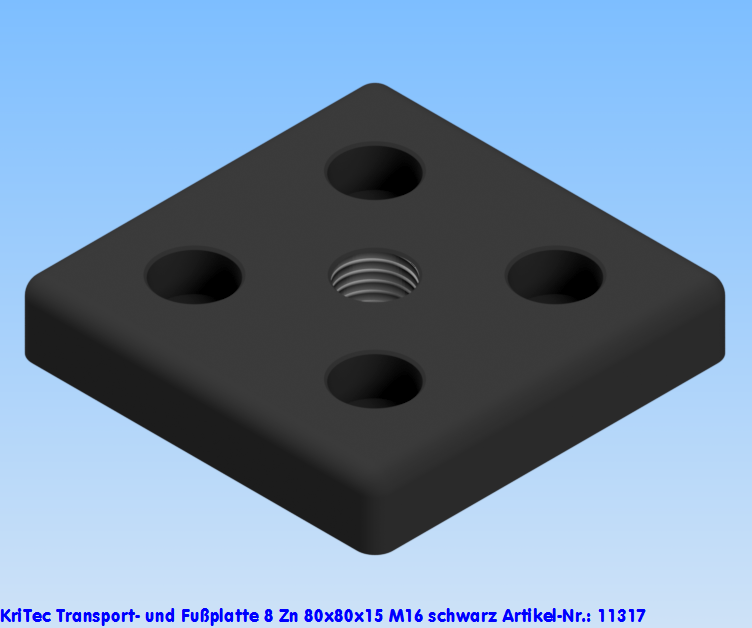 KriTec Transport- und Fußplatte 8 Zn 80x80x15 M16