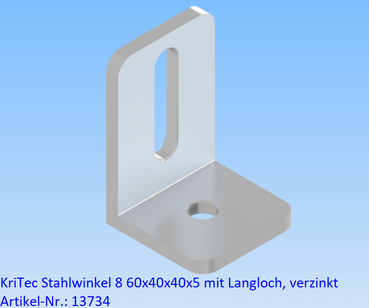 KriTec Stahlwinkel 8 60x40x40x5 mit Langloch, verzinkt