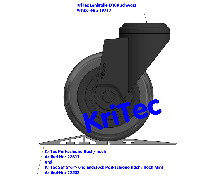 KriTec Set Start- und Endstück Parkschiene flach/ hoch Mini