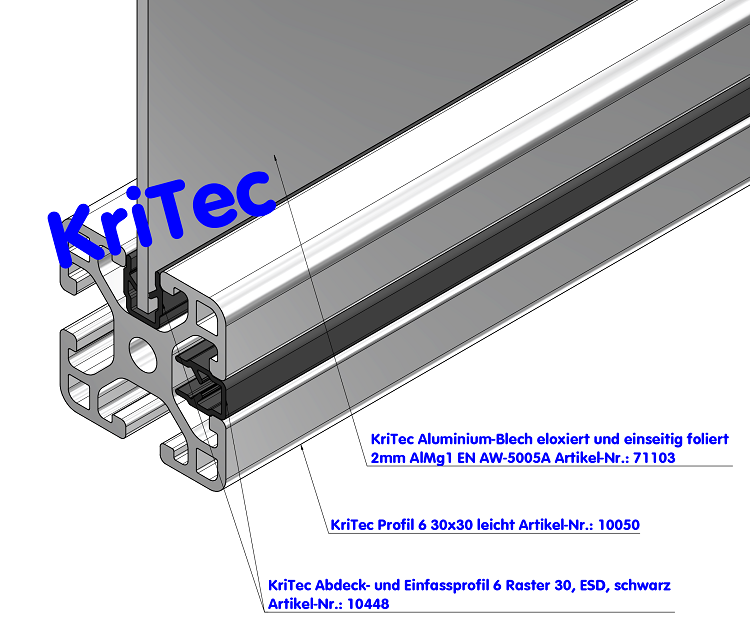 KriTec Aluminium-Bleche eloxiert und einseitig foliert