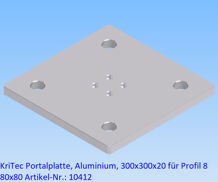 KriTec Portalplatte, Aluminium, 300x300x20 für Profil 8 80x80