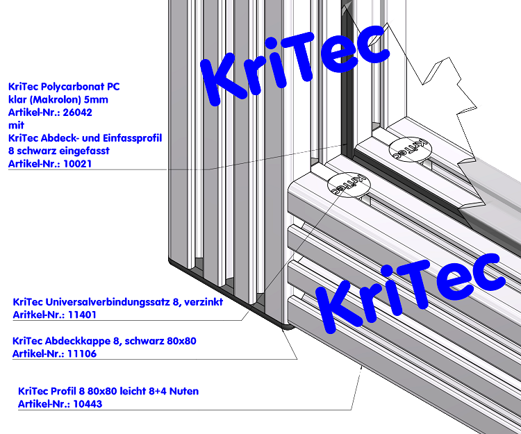 KriTec Profil 8 80x80 leicht 8+4 Nuten