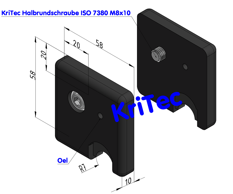 KriTec Abstreif- und Schmiersystem 8 D14, schwarz