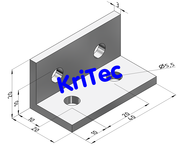 KriTec Aluminiumwinkel 5 20x20x40x3