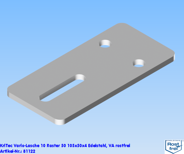 KriTec Vario-Lasche 10 Raster 50 105x50x4 Edelstahl, VA rostfrei