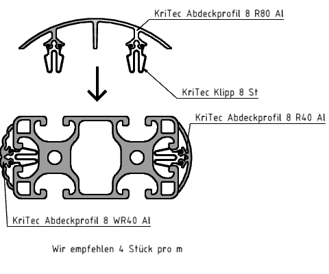 KriTec Abdeckprofil 8 R80 Al