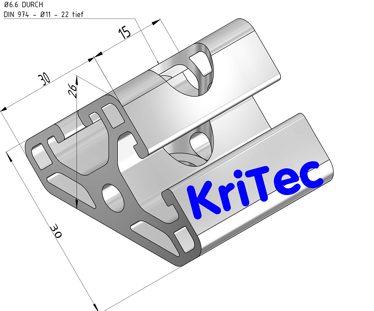 KriTec Winkelelemente 6 T2-30, natur eloxiert