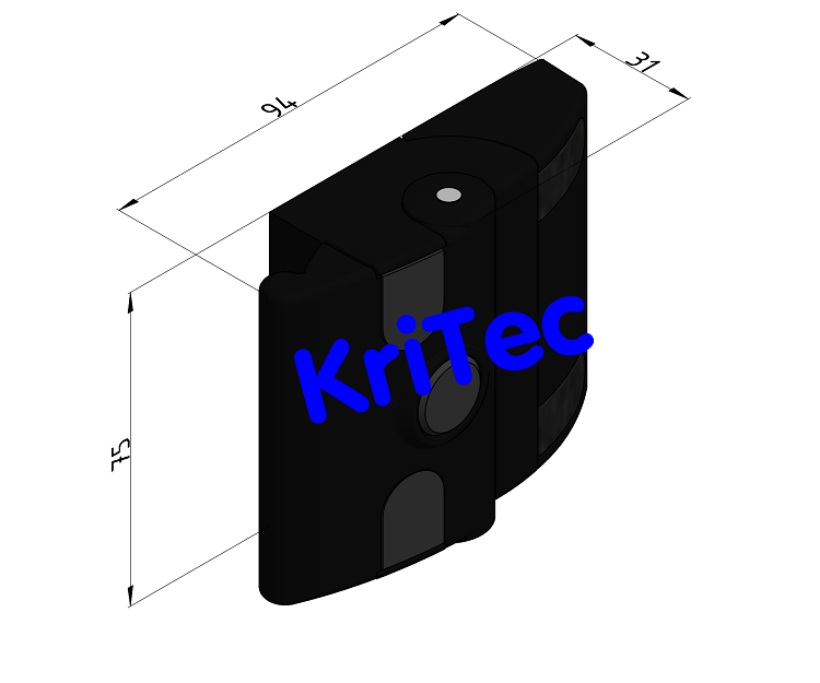 KriTec Fallenverschluss Mini, ohne Schloss, anschraubbar von vorne, schwarz