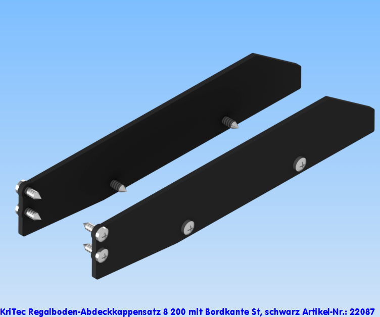 KriTec Regalboden-Abdeckkappensatz 8 200 mit Bordkante St, schwarz