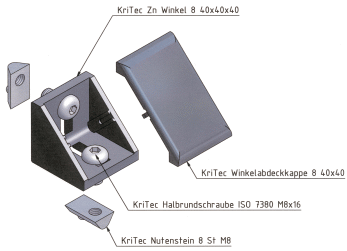 KriTec Winkel 8 40x40x40 Zn Standard