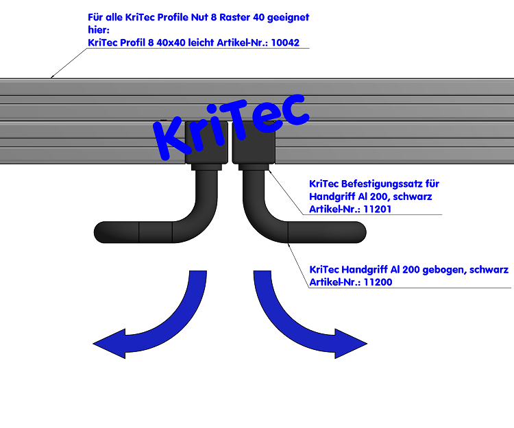 KriTec Handgriff Al 200 gebogen, schwarz
