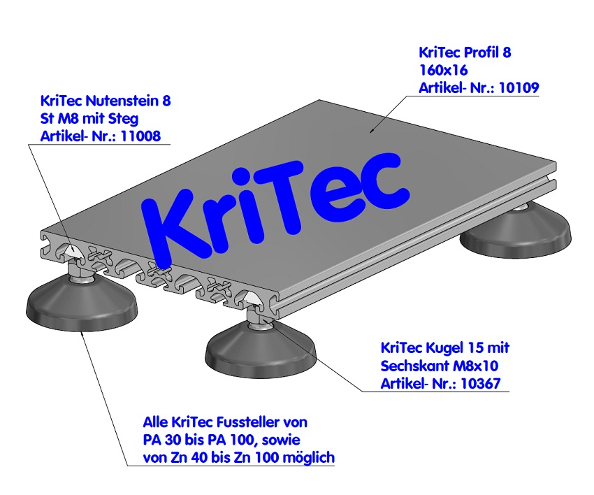KriTec Kugelkopf 15 mit Sechskant M8x10