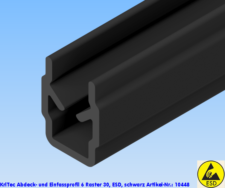 KriTec Abdeck- und Einfassprofil 6 Raster 30, ESD, schwarz
