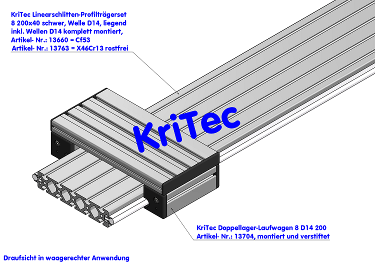 KriTec Doppellager-Laufwagen 8 D14 200