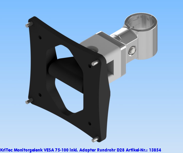 KriTec Monitorgelenk VESA 75-100 inkl. Adapter Rundrohr D28