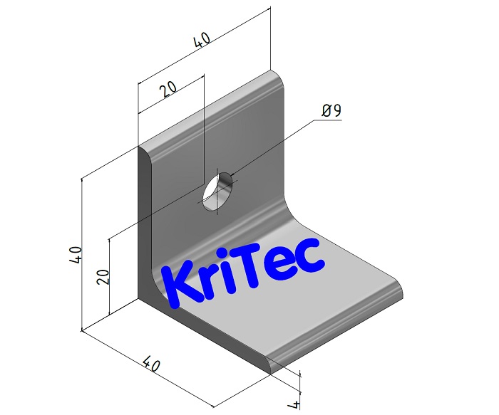 KriTec Anschweißwinkel 8 40x40x4 L=40, Stahl