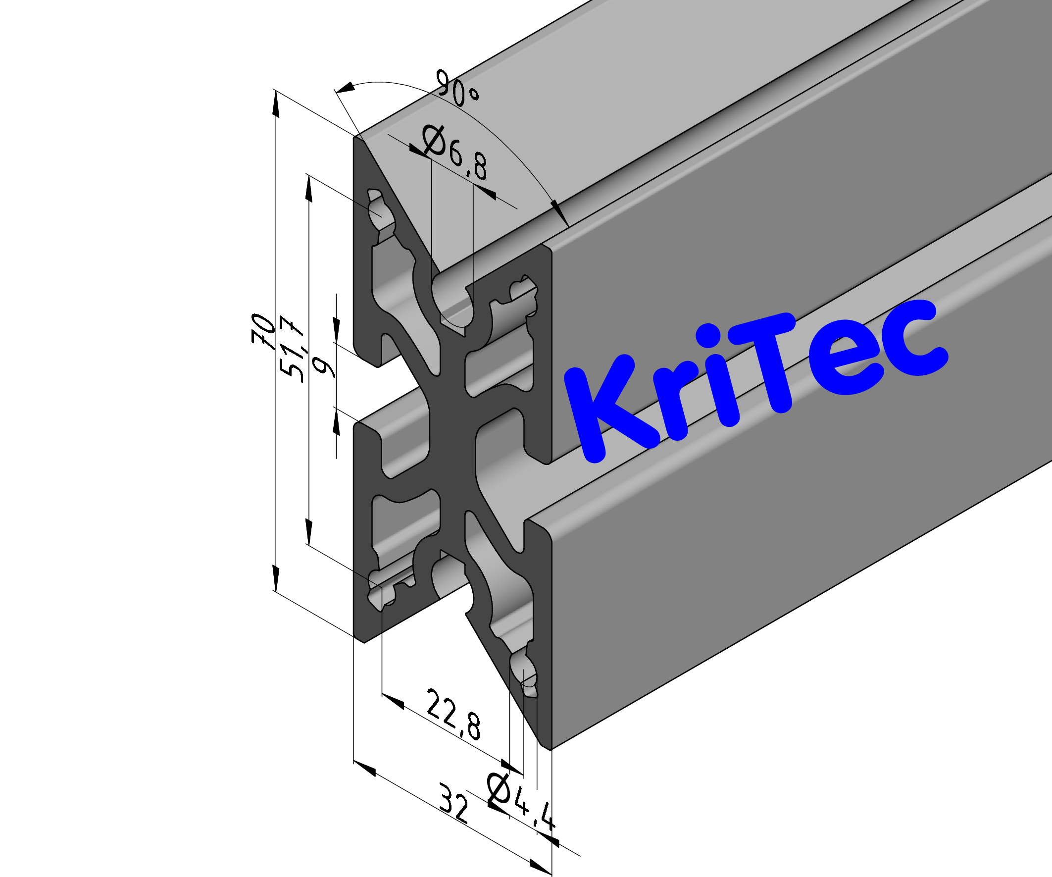 KriTec Teleskop-Innenprofil 8 80x40, natur