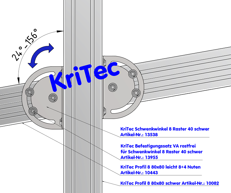 KriTec Schwenkwinkel 8 Raster 40 schwer