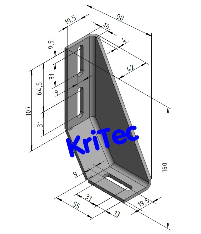 KriTec Bodenwinkel St 160x40x90, verzinkt