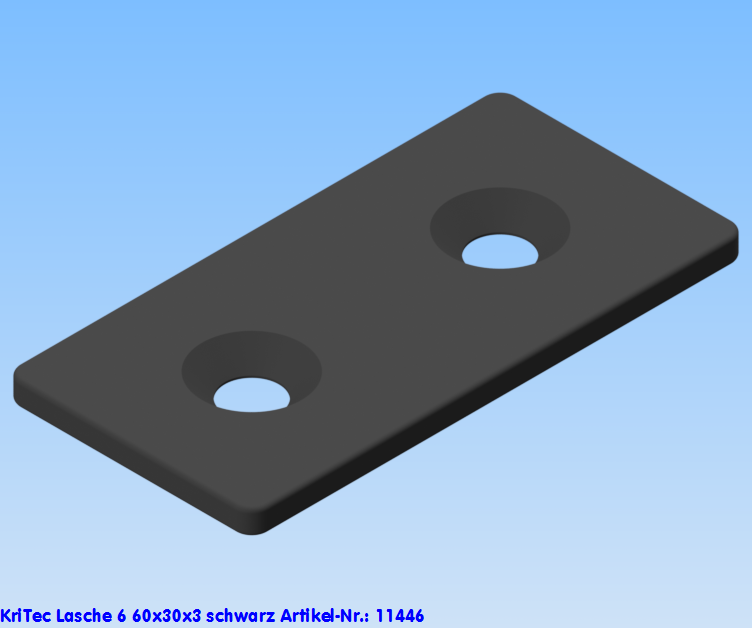 KriTec Lasche 6 60x30x3 schwarz pulverbeschichtet