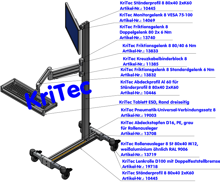KriTec Ständerprofil 8 80x40 2xK60