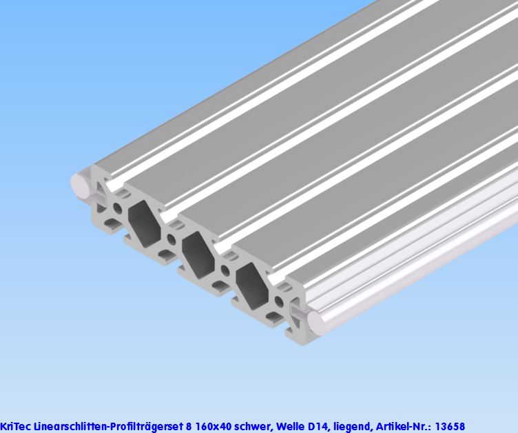 KriTec Linearschlitten-Profilträgerset 8 160x40 schwer, Welle D14, liegend