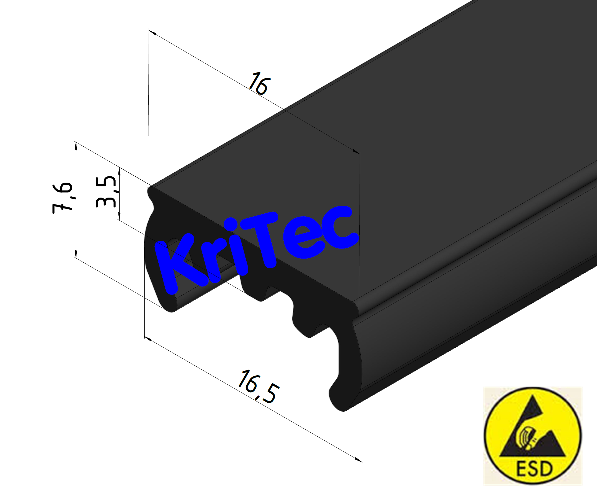 KriTec Gleitleiste für Profil-Rundrohr D28, antistatisch