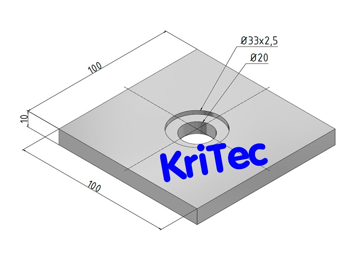 KriTec Druckplatte, Aluminium, 100x100x10 für Bodenhülse M32