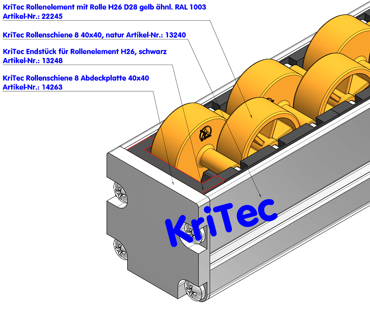 KriTec Endstück für Rollenelement H26, schwarz