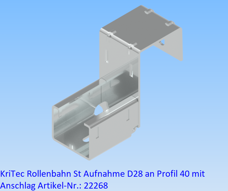KriTec Rollenbahn St Aufnahme D28 an Profil 40 mit Anschlag