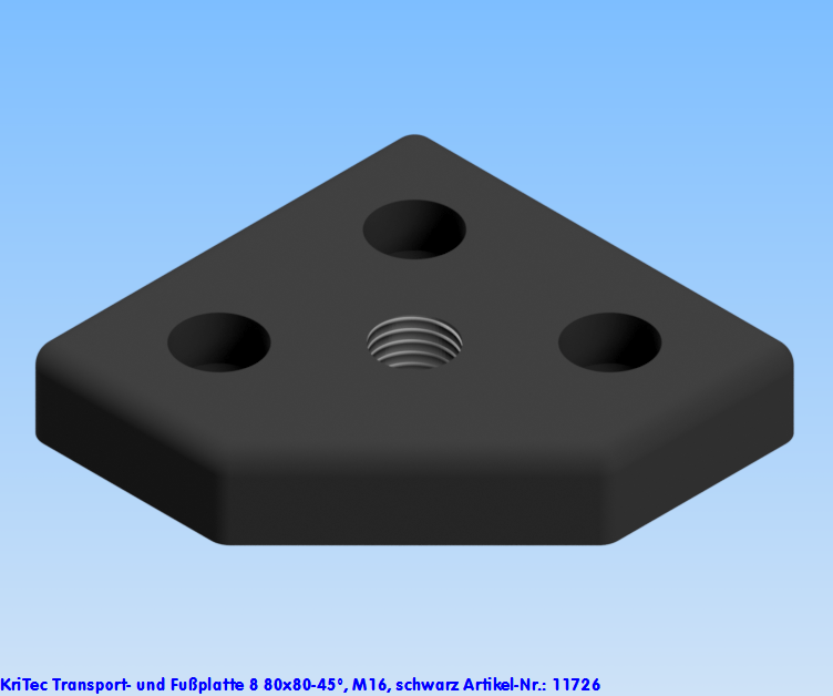 KriTec Transport- und Fußplatte 8 80x80-45°, M16, schwarz