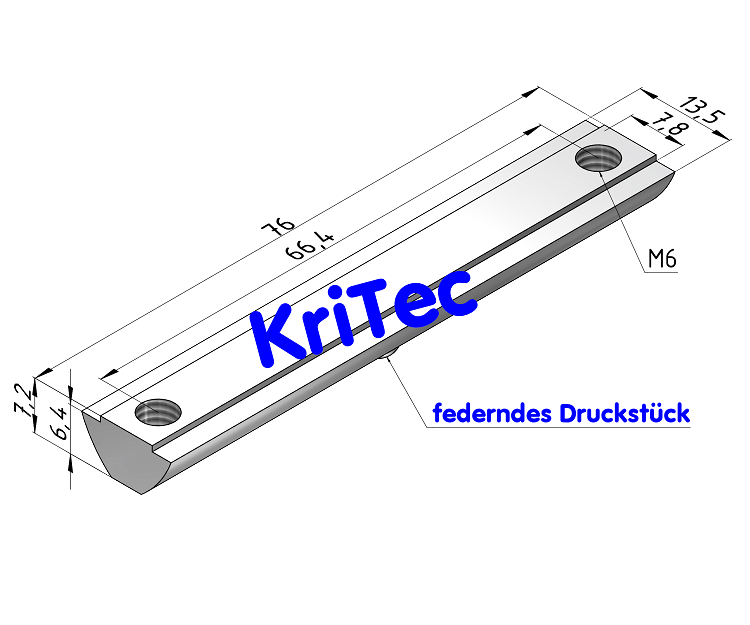KriTec Doppelnutenstein 8 ST 2x Gewinde M6 L=76mm mit Steg und Kugel