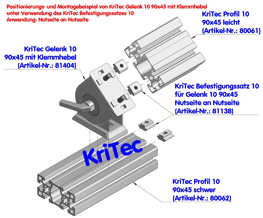 KriTec Gelenk 10 90x45 mit Klemmhebel