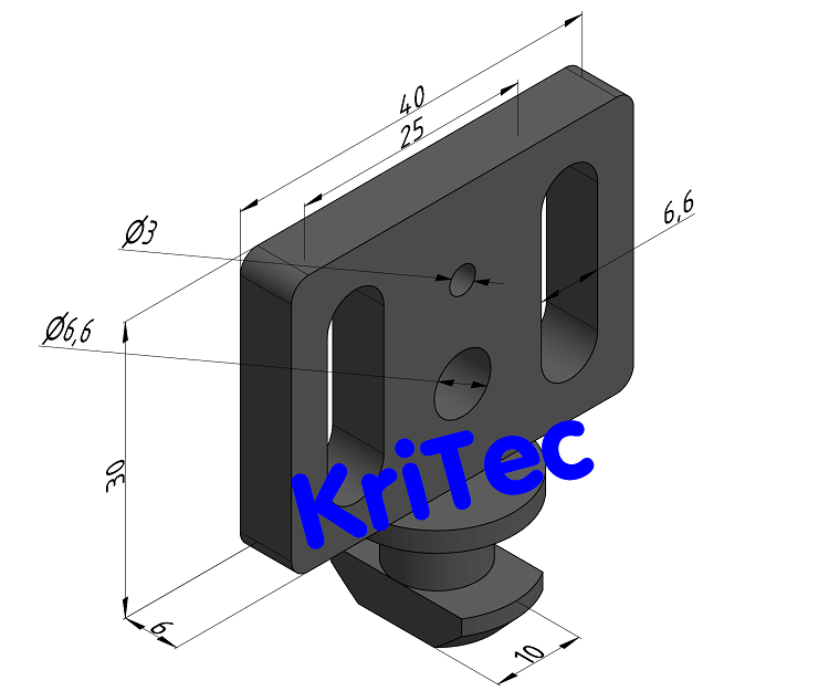 KriTec Gleiter 10 Raster 40/ 45/ 50, schwarz