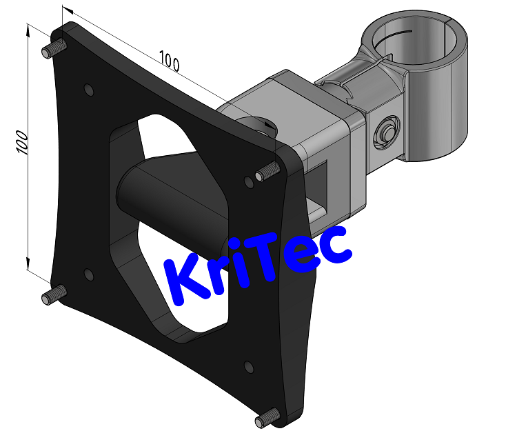 KriTec Monitorgelenk VESA 75-100 inkl. Adapter Rundrohr D28