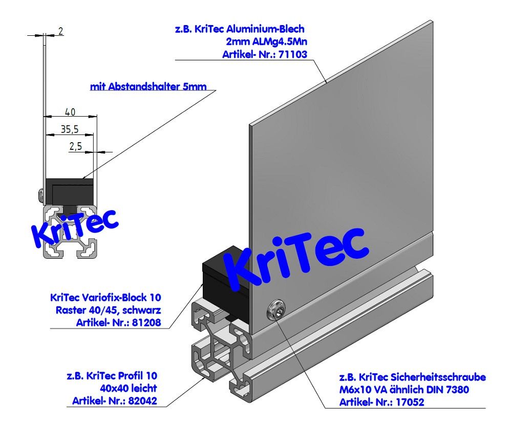 KriTec Variofix-Block 10 Raster 40/45, schwarz