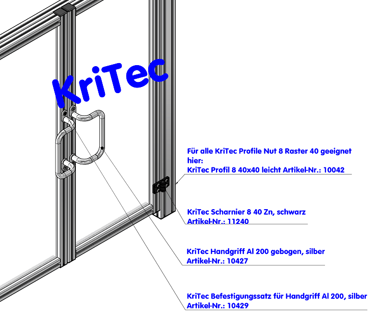 KriTec Handgriff Al 200 gebogen, silber