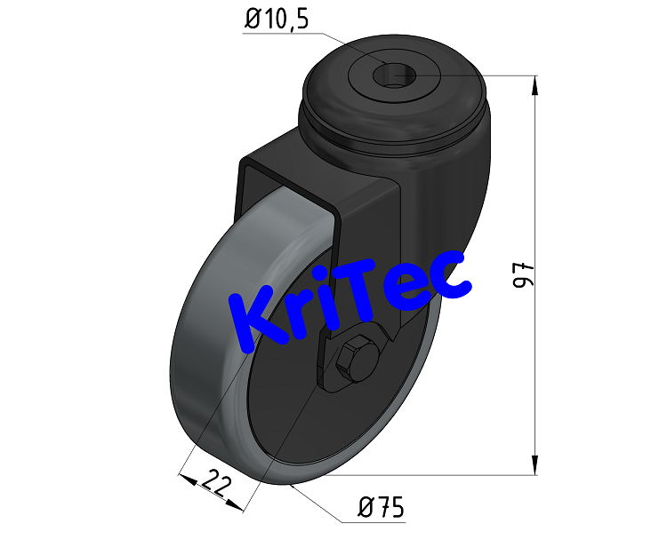 KriTec Lenkrolle D75 schwarz - auch antistatisch