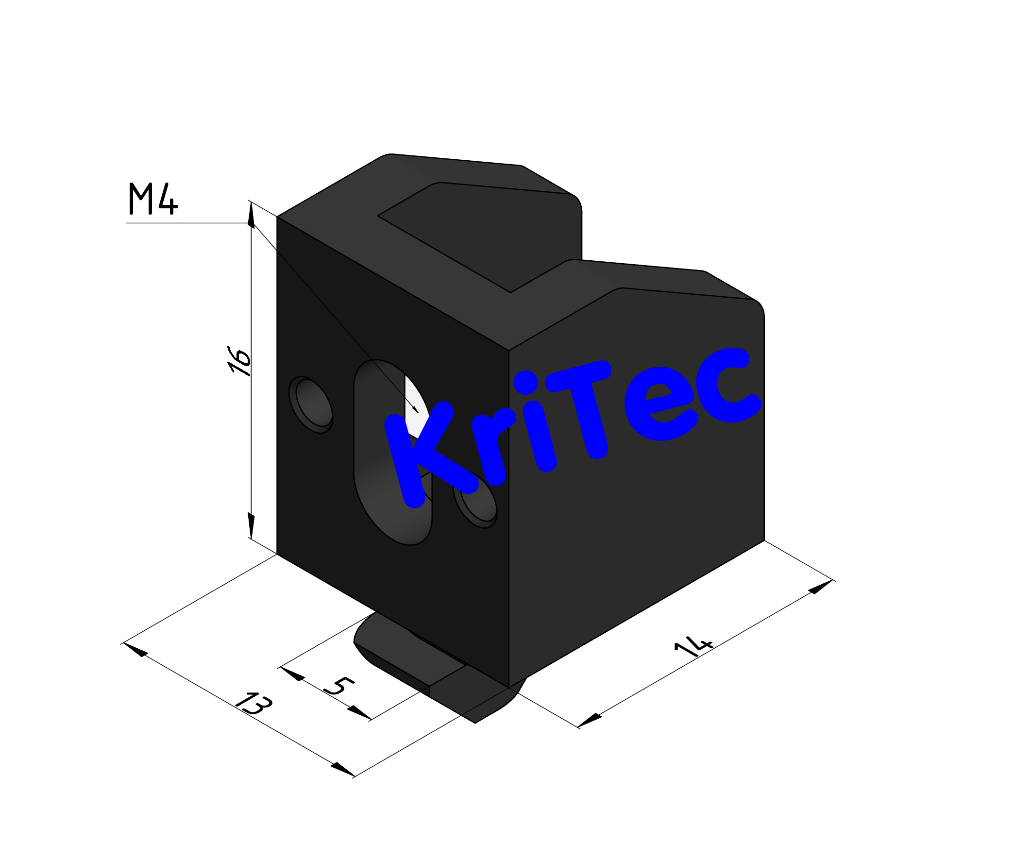 KriTec Befestigungsblock 5 PA schwarz