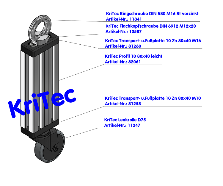 KriTec Transport- und Fußplatte 10 Zn 80x40 M10