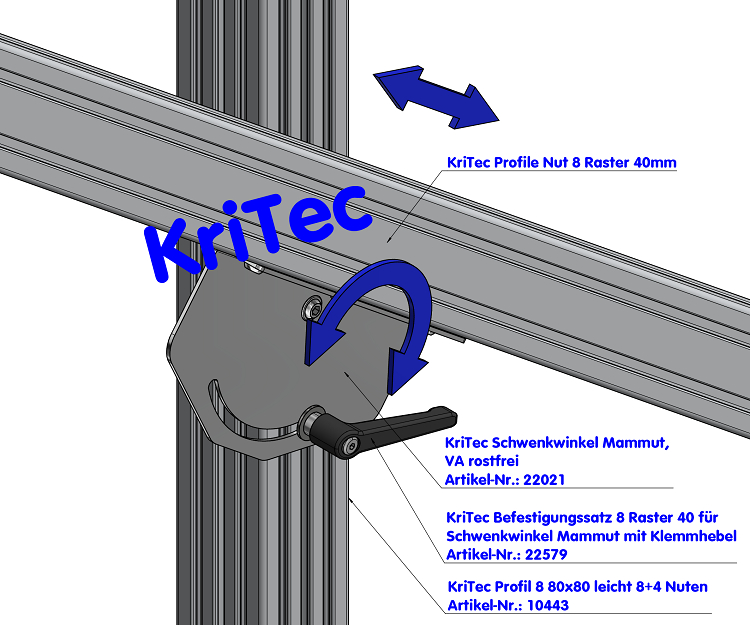 KriTec Schwenkwinkel Mammut, VA rostfrei