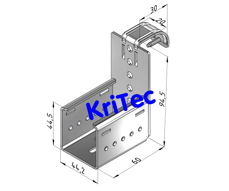 KriTec Rollenbahn 6 40x40 Al Aufnahme D30 mit Anschlag H43