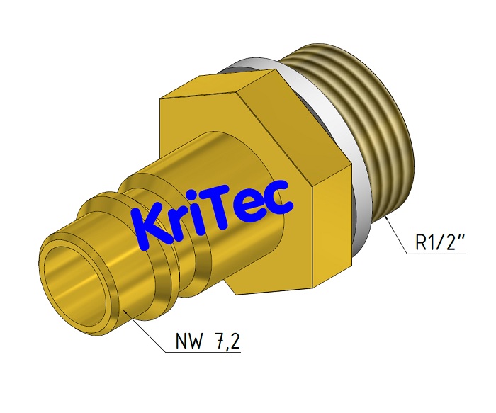 KriTec Stecknippel NW 7,2 mit Außengewinde 1/2zoll