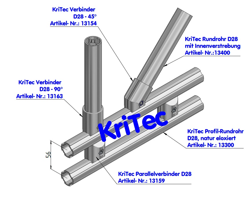 KriTec Verbinder D28 - 45°