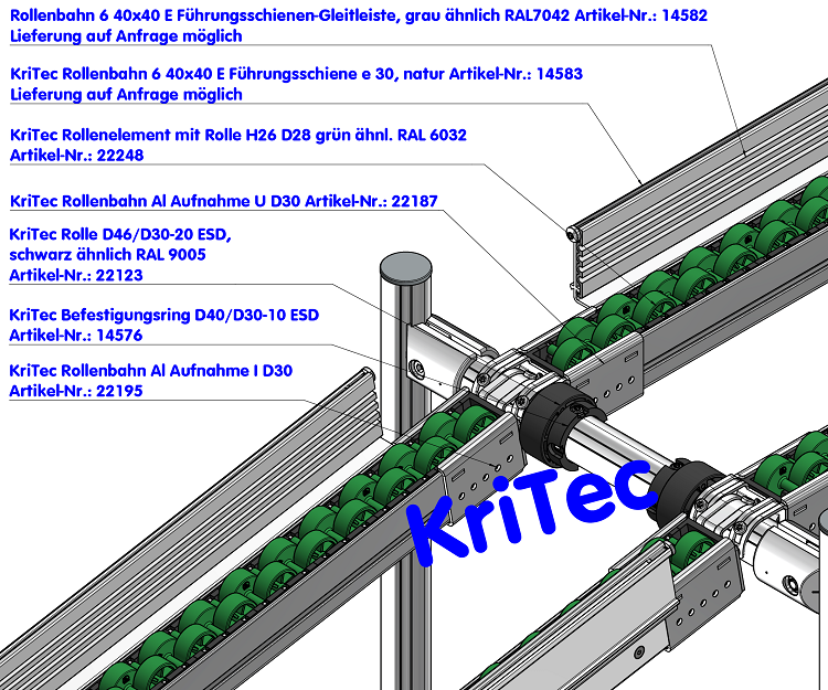 KriTec Rollenbahn 6 40x40 Al Aufnahme U D30