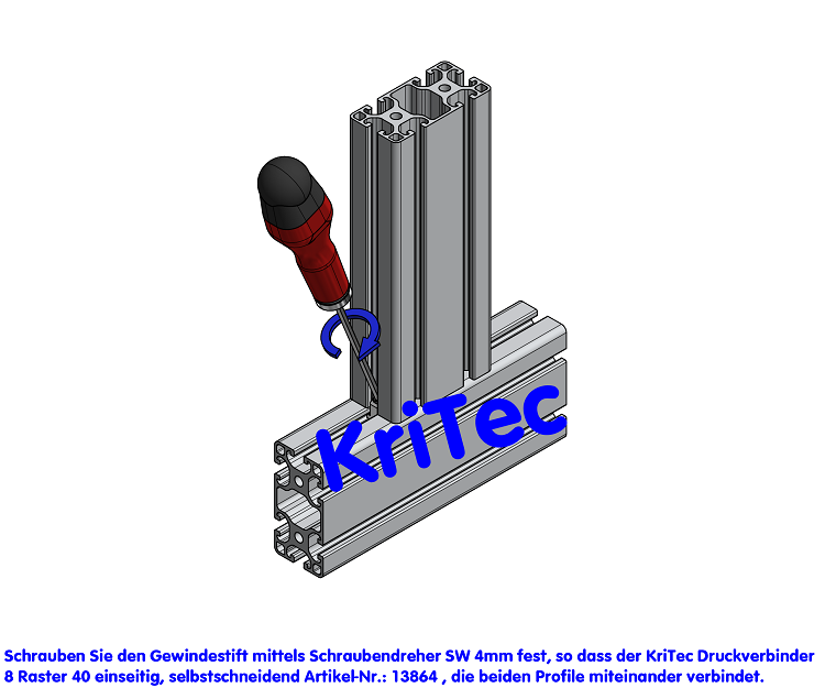 KriTec Druckverbinder 8 Raster 40 einseitig, selbstschneidend