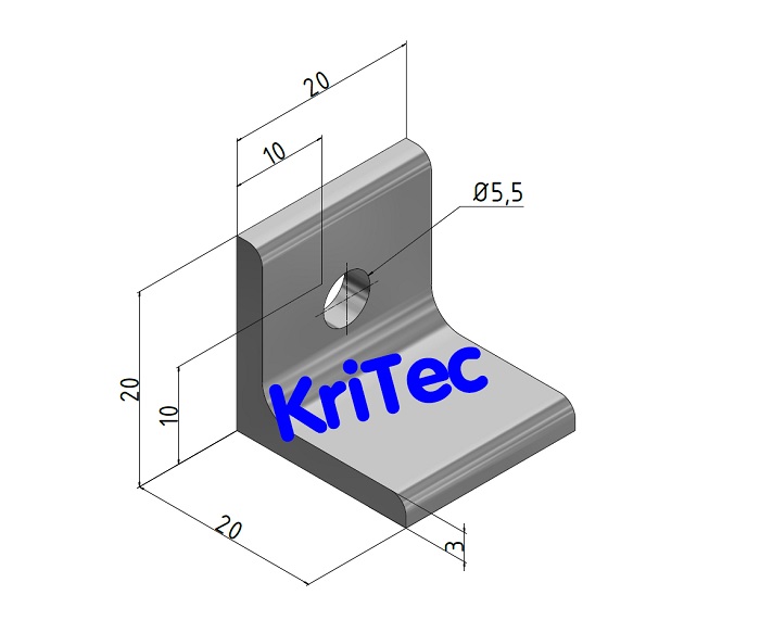 KriTec Anschweißwinkel 5 20x20x3 L=20, Stahl