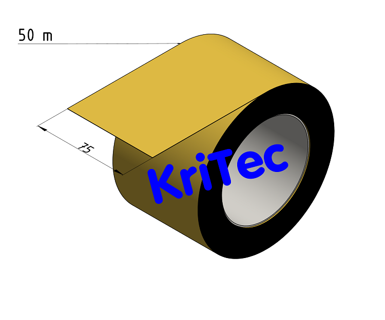 KriTec Bodenmarkierungsband Breite 75mm x 50 Meter Rolle, selbstklebend, gelb