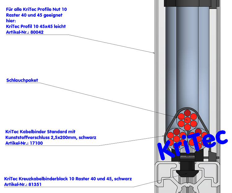 KriTec Kabelbinder Standard mit Kunststoffverschluss 2,5x200mm, schwarz