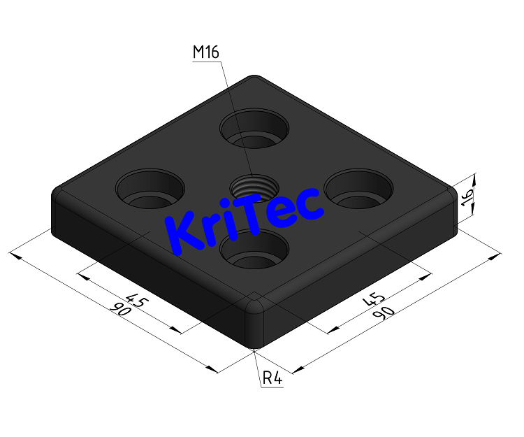 KriTec Transport- und Fußplatte 10 Zn 90x90 M16